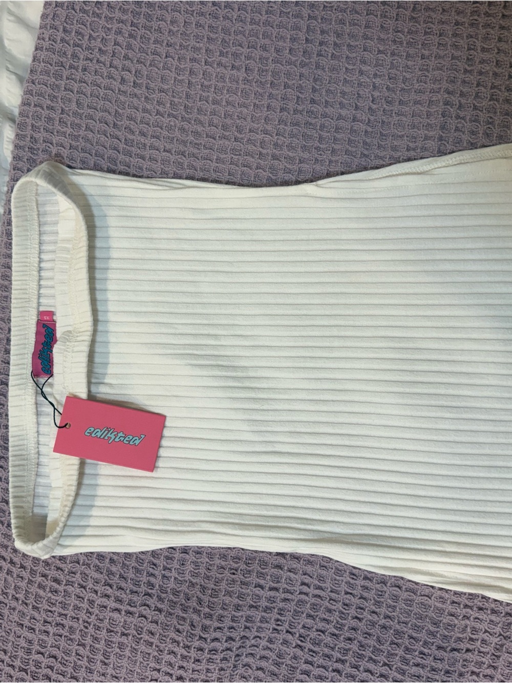 Edikted White Ribbed Tube Top